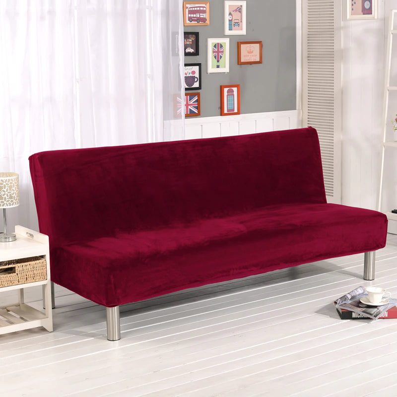 Solid Color Plush Sofa Cover Without An Armrest