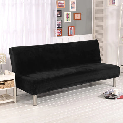 Solid Color Plush Sofa Cover Without An Armrest