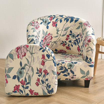 2 Pieces Set Chair Printed Armchair Slipcover