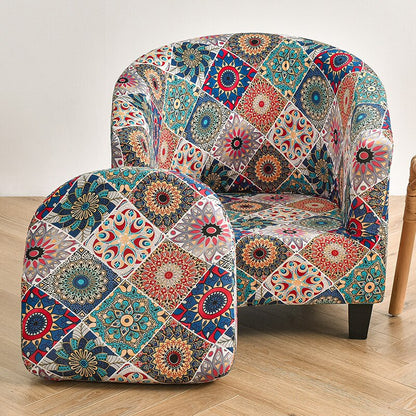 2 Pieces Set Chair Printed Armchair Slipcover