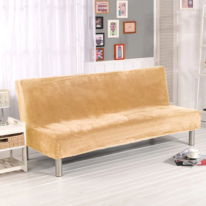 Solid Color Plush Sofa Cover Without An Armrest