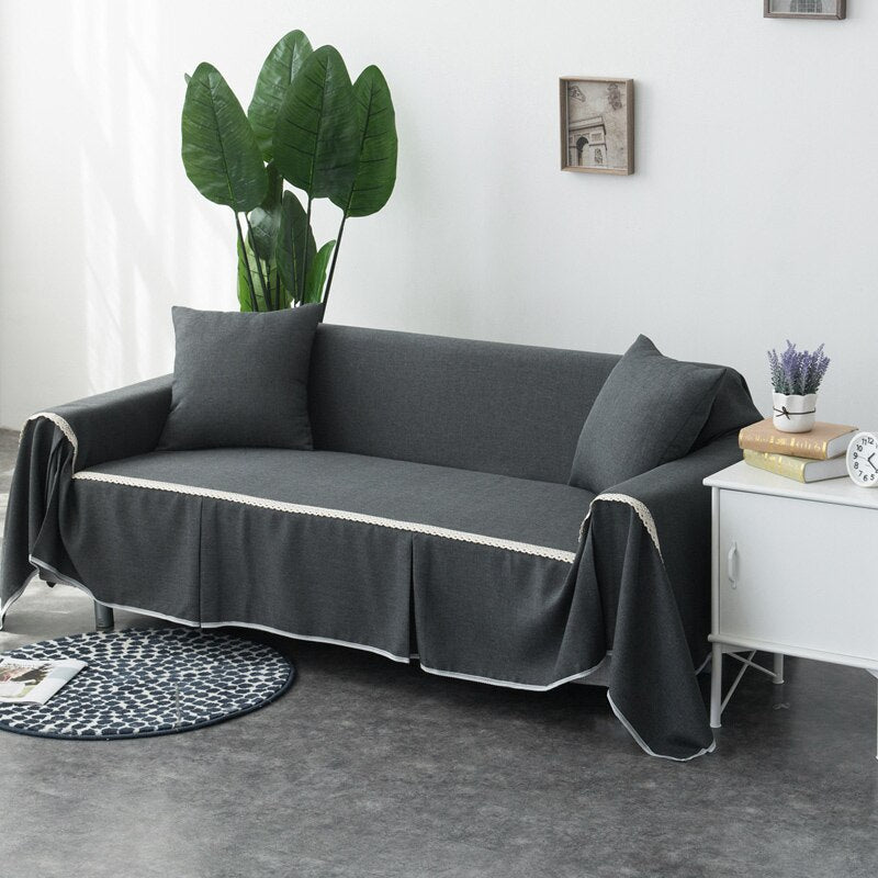 Solid Color Sofa Towel Sofa Cover Set