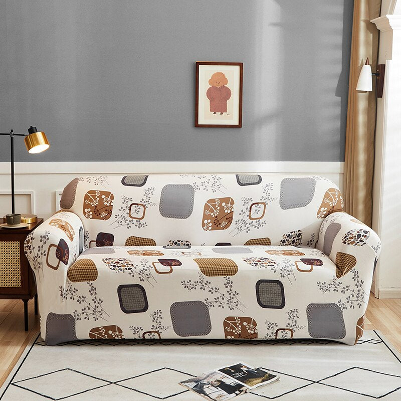 Cross Pattern Stretch L Shape Sofa Cover