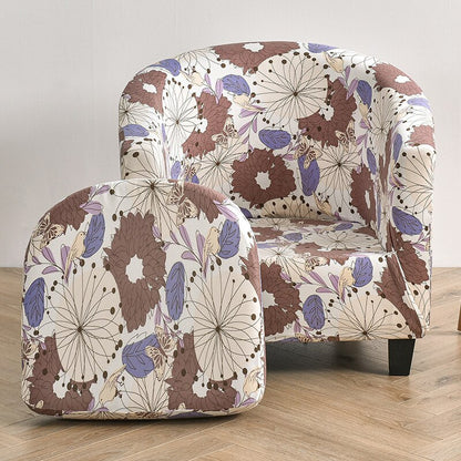 2 Pieces Set Chair Printed Armchair Slipcover