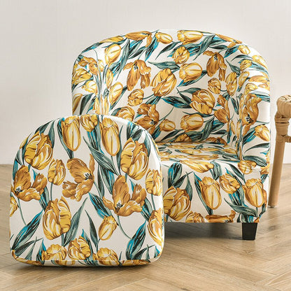 2 Pieces Set Chair Printed Armchair Slipcover