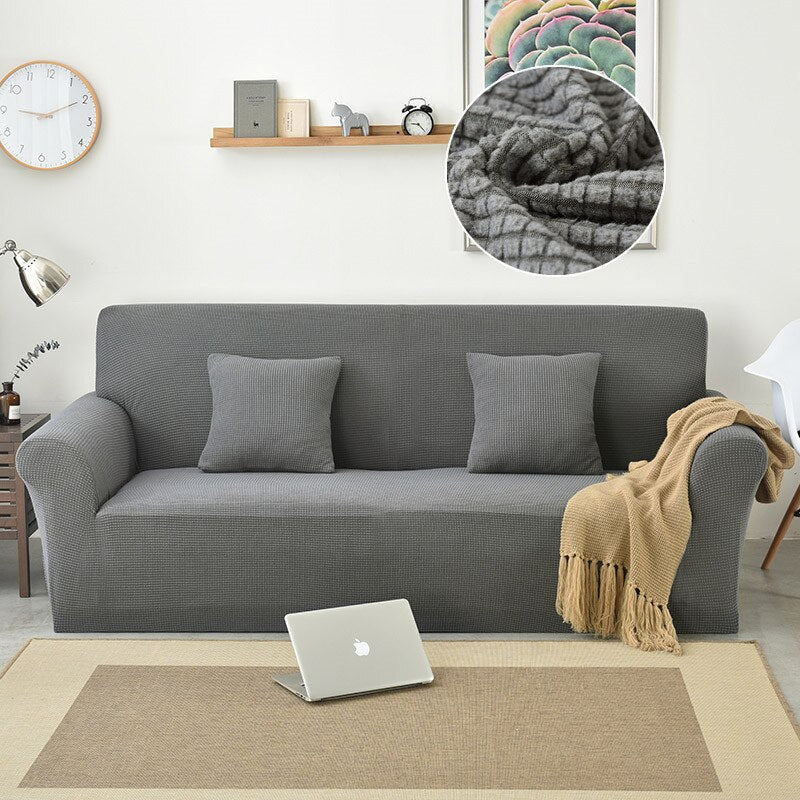 L shape Plain Stretch Sofa Covers For Living Room