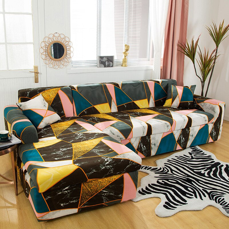 Square Printed Covers For L-Shaped Corner Sofa