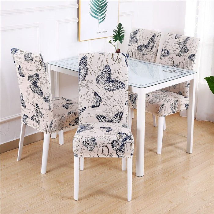 Dining Chair Elastic Pastoral Print Cover