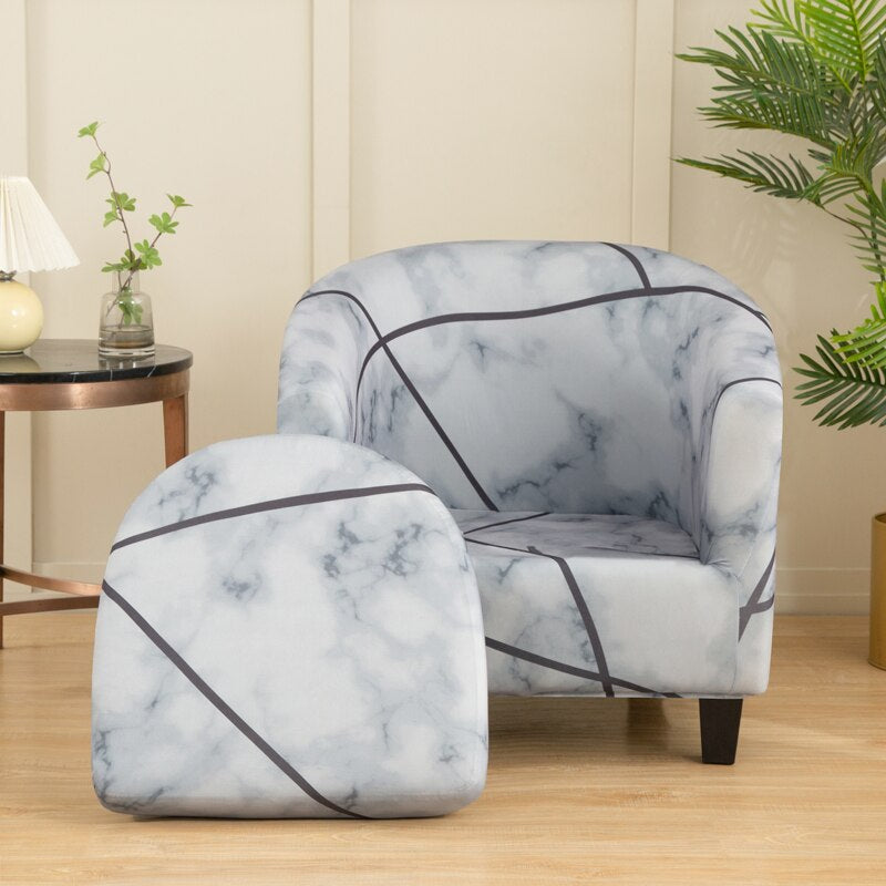 2 Pieces Set Chair Printed Armchair Slipcover