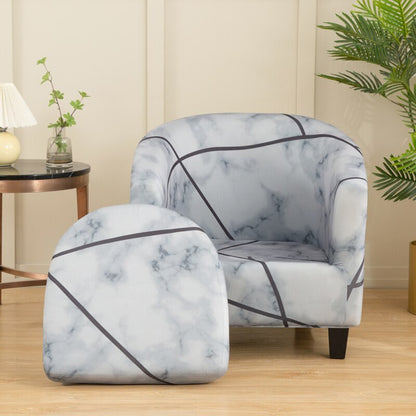 2 Pieces Set Chair Printed Armchair Slipcover