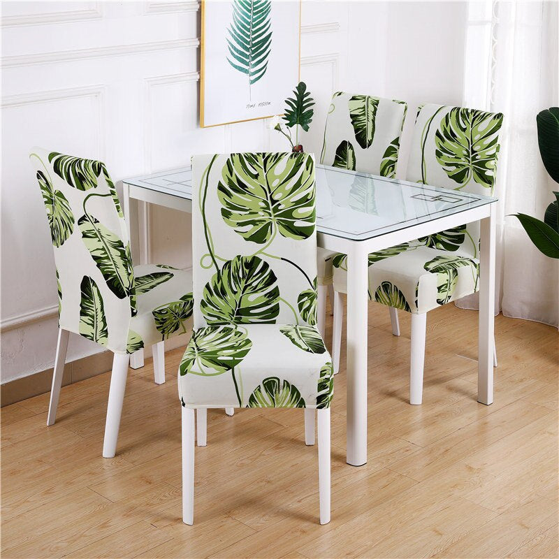 Dining Chair Elastic Pastoral Print Cover