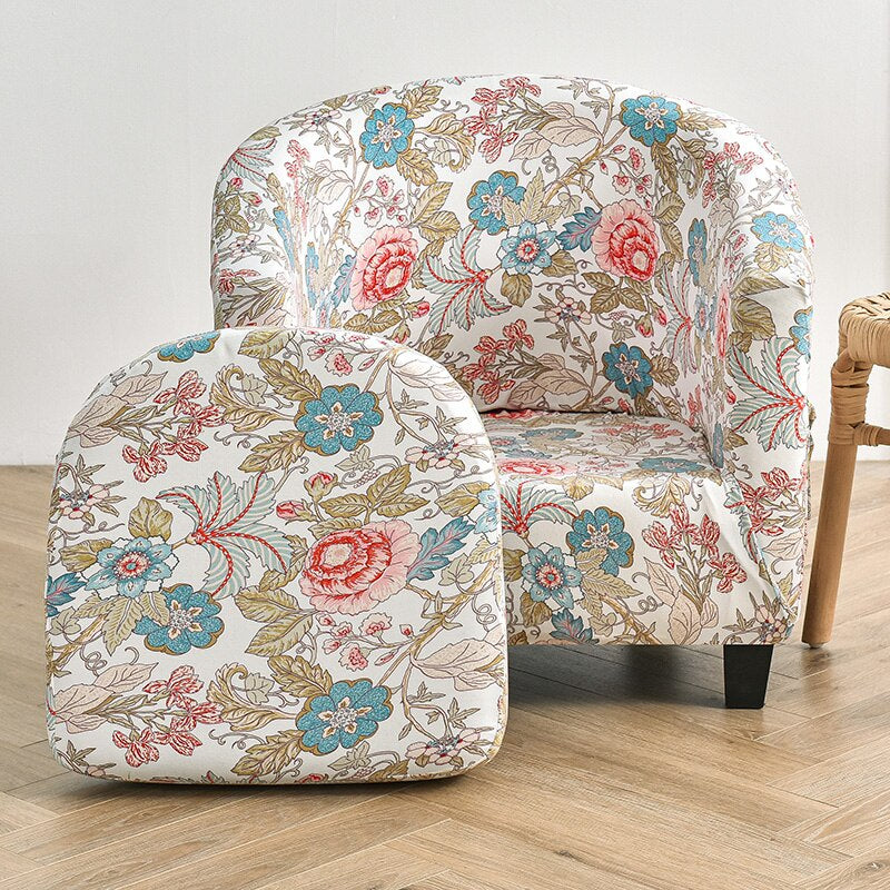 2 Pieces Set Chair Printed Armchair Slipcover