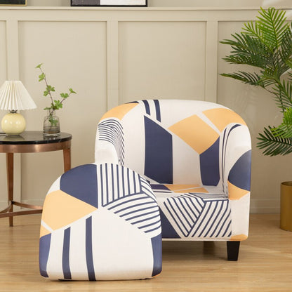 2 Pieces Set Chair Printed Armchair Slipcover