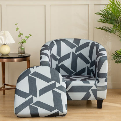 2 Pieces Set Chair Printed Armchair Slipcover