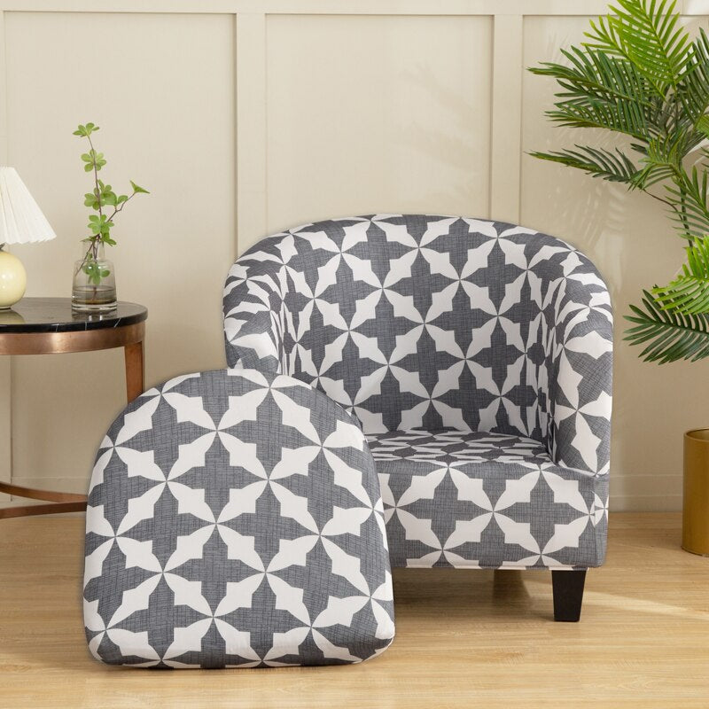 2 Pieces Set Chair Printed Armchair Slipcover