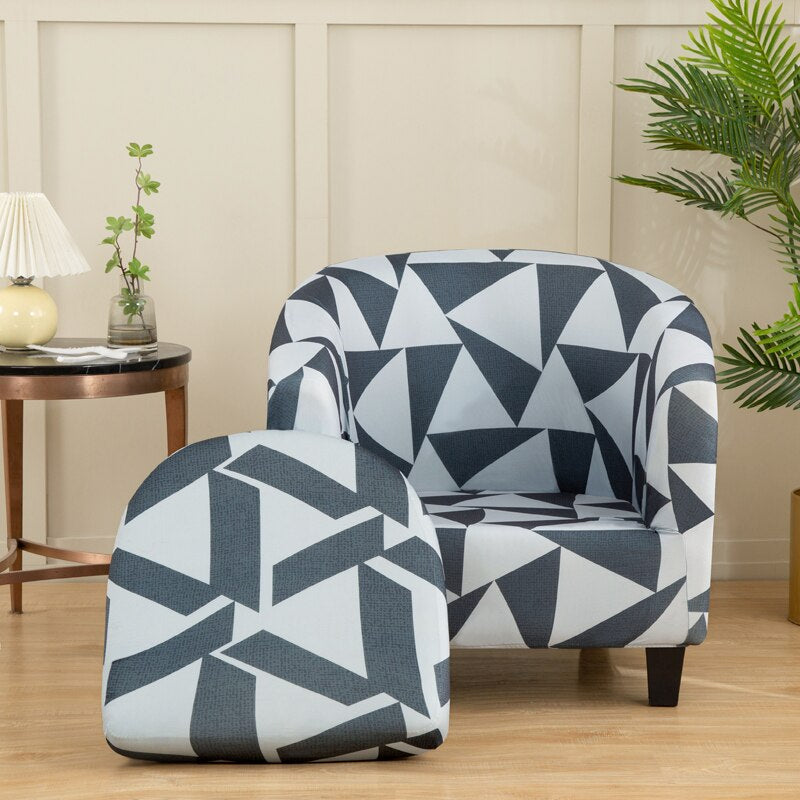 2 Pieces Set Chair Printed Armchair Slipcover