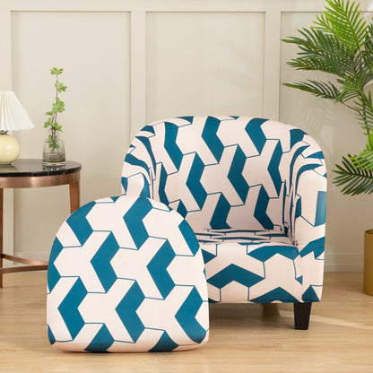 2 Pieces Set Chair Printed Armchair Slipcover