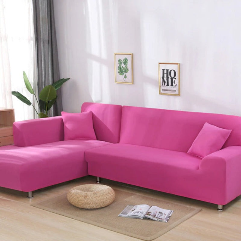 Solid Color L-Style Sofa Cover