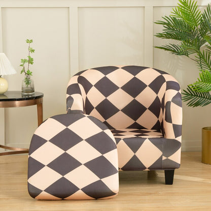 2 Pieces Set Chair Printed Armchair Slipcover