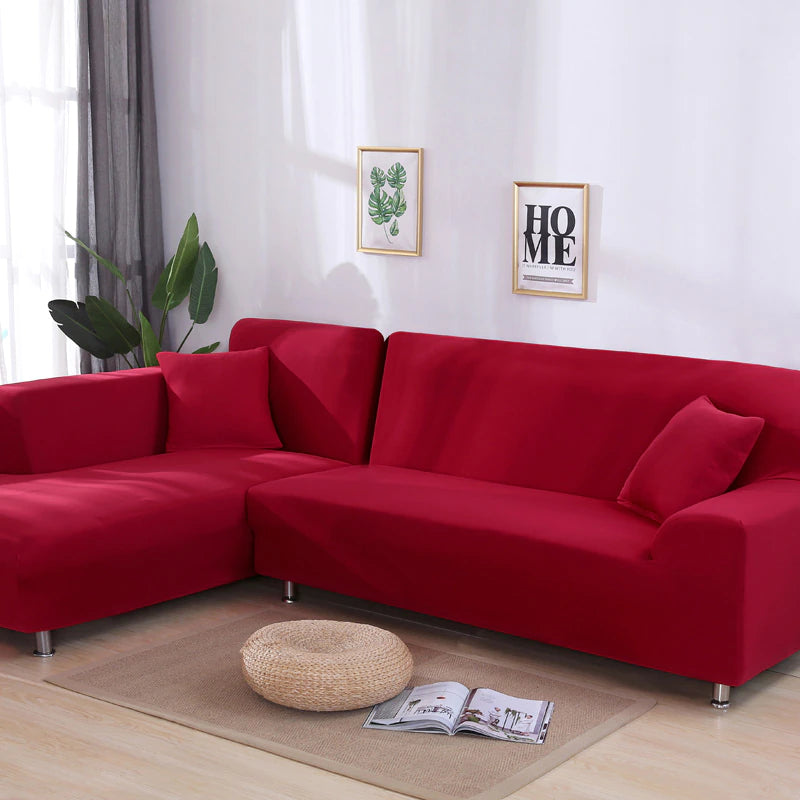 Solid Color L-Style Sofa Cover