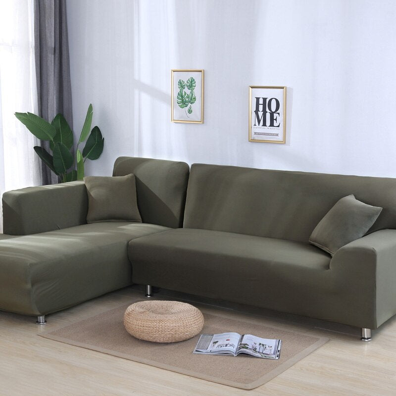 Solid Color L-Style Sofa Cover