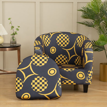 2 Pieces Set Chair Printed Armchair Slipcover