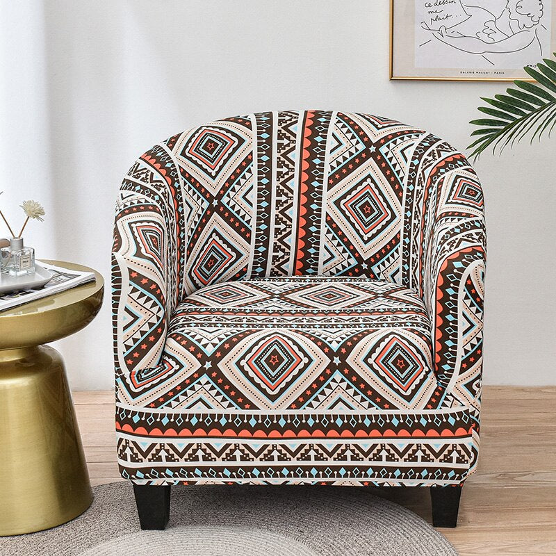 Printed Stretch Club Chair Slipcover Sofa Cover