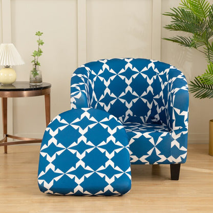 2 Pieces Set Chair Printed Armchair Slipcover