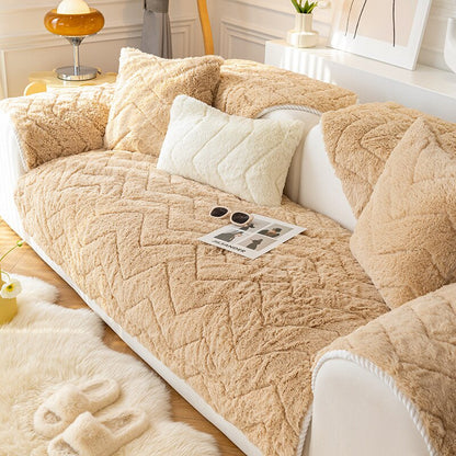 Non-Slip Thick Plush Sofa Cover For Living Room