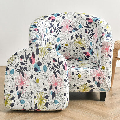 2 Pieces Set Chair Printed Armchair Slipcover