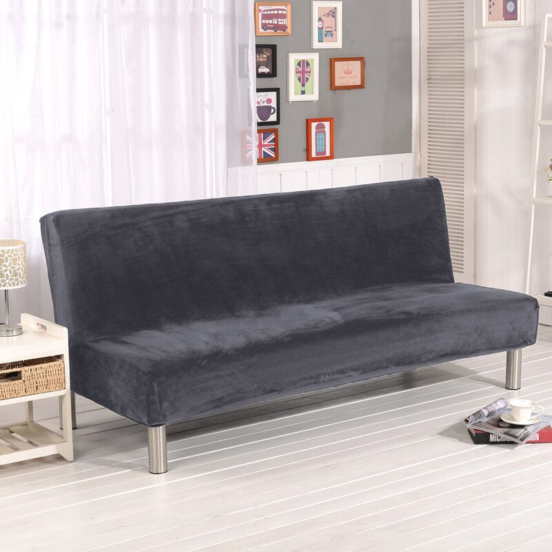 Solid Color Plush Sofa Cover Without An Armrest