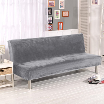 Solid Color Plush Sofa Cover Without An Armrest