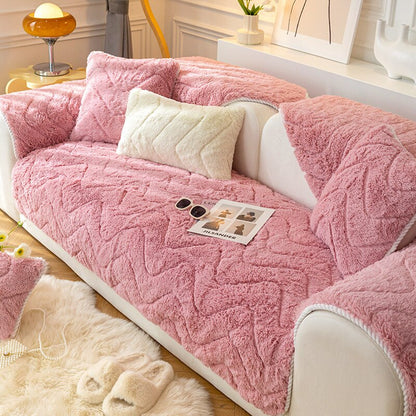 Non-Slip Thick Plush Sofa Cover For Living Room