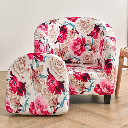 2 Pieces Set Chair Printed Armchair Slipcover