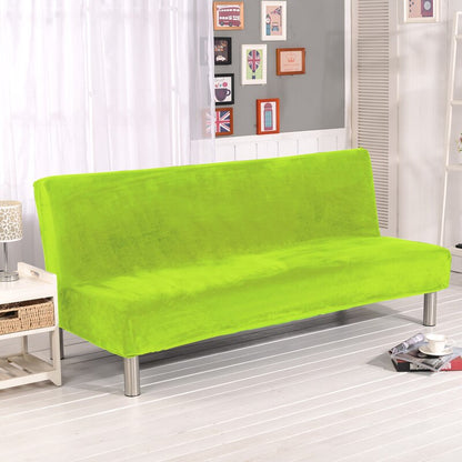 Solid Color Plush Sofa Cover Without An Armrest