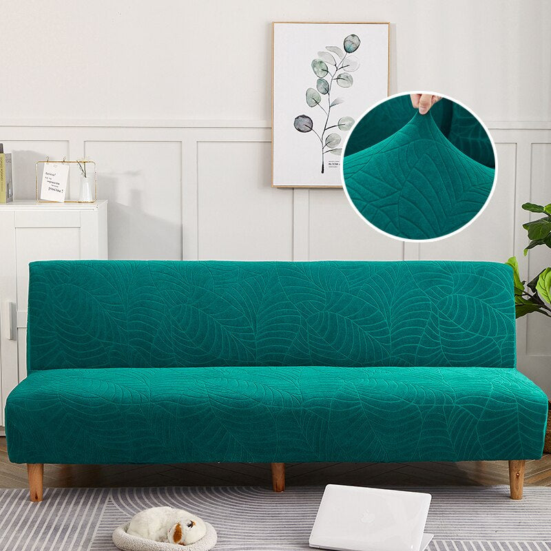 Solid Color Fold Armless Sofa Bed Cover