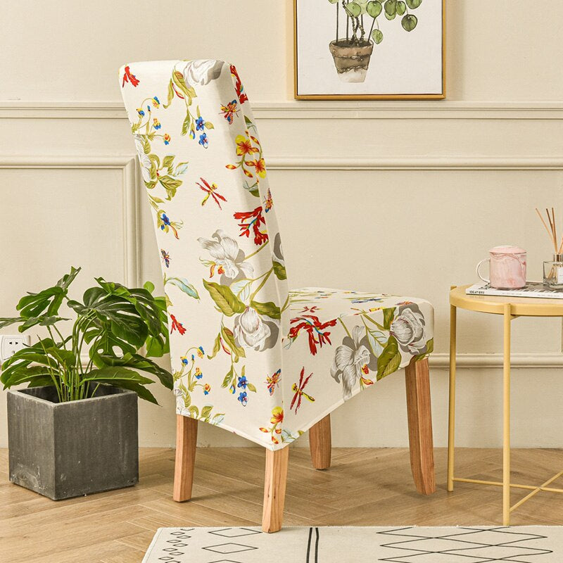 Stretch Floral Dining Chair Covers For Dining Room