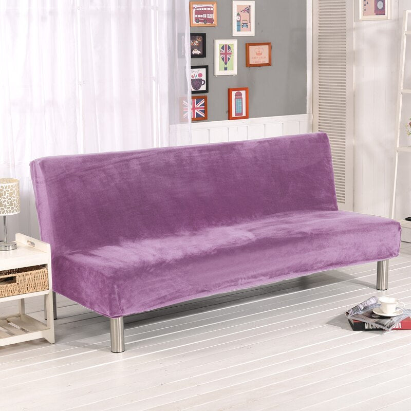 Solid Color Plush Sofa Cover Without An Armrest
