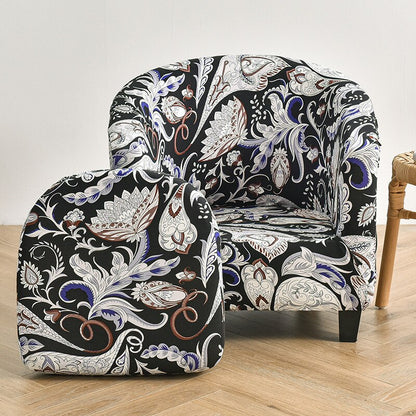 2 Pieces Set Chair Printed Armchair Slipcover