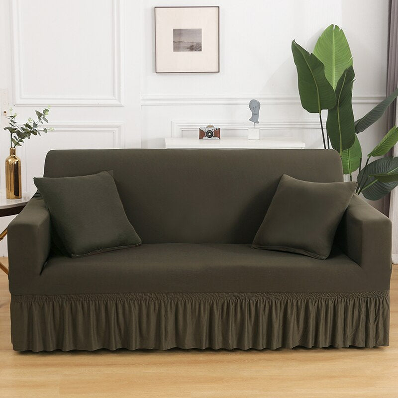 High Elastic Stretchable Cushion Couch Sofa Cover With Skirt