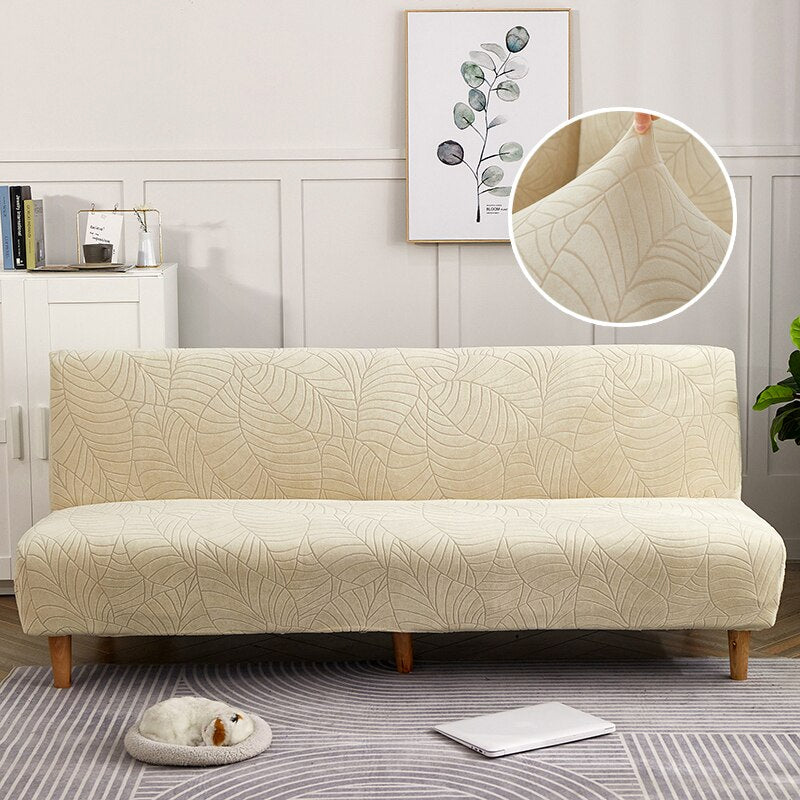 Solid Color Fold Armless Sofa Bed Cover