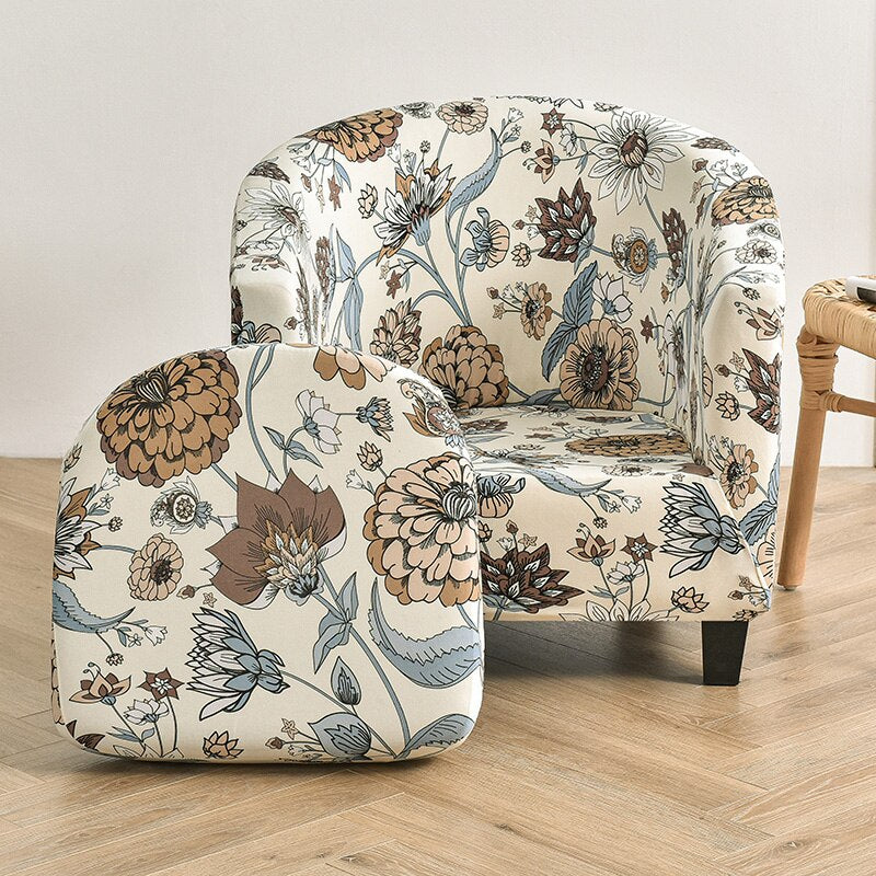 2 Pieces Set Chair Printed Armchair Slipcover