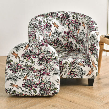 2 Pieces Set Chair Printed Armchair Slipcover