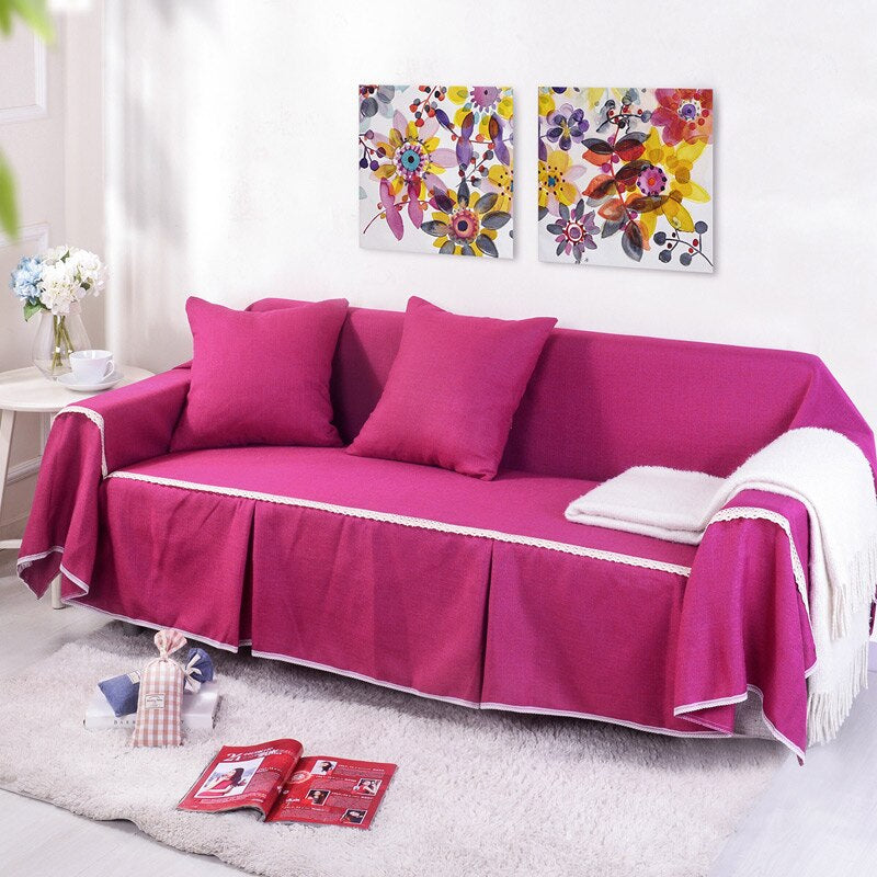 Solid Color Sofa Towel Sofa Cover Set