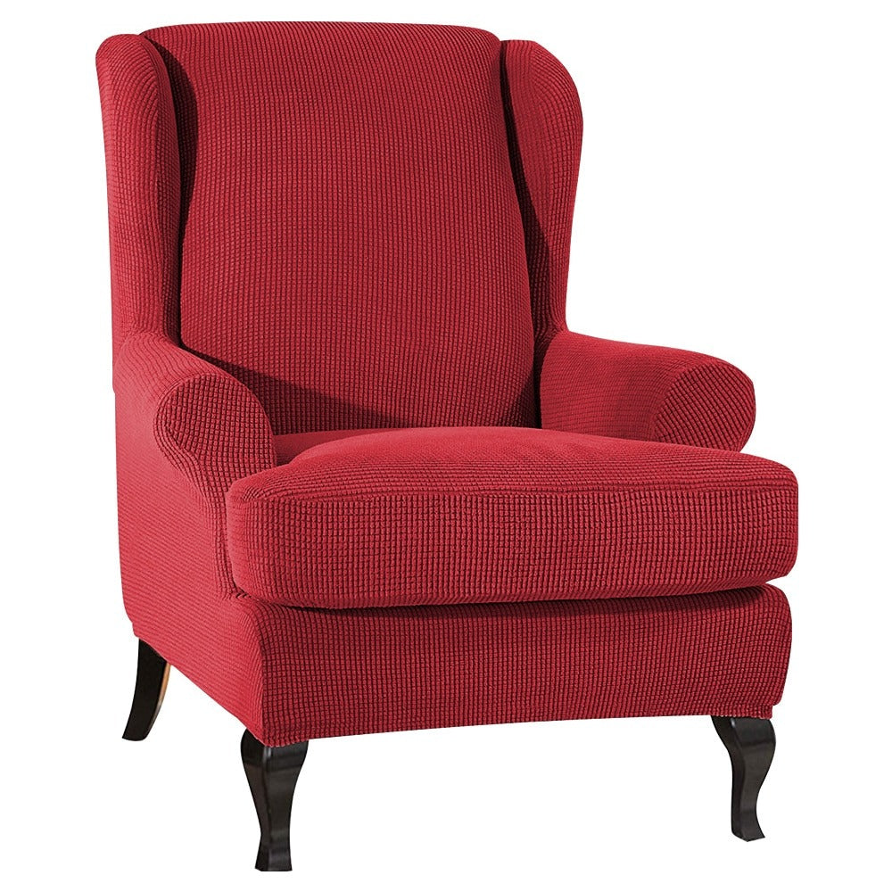 Sloping Arm Wing Back Chair Cover Elastic Armchair Protector