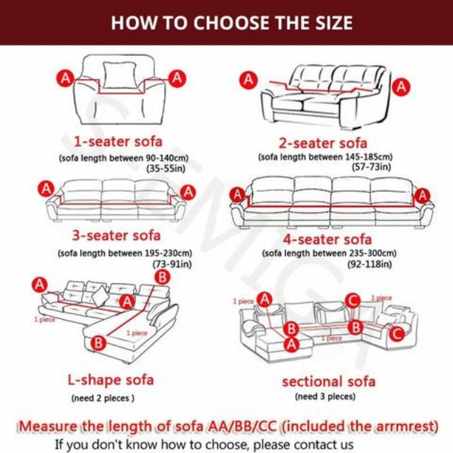Size Chart of Sofa SlipCover.