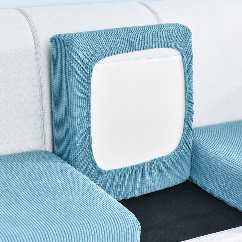 Polar Fleece Jacquard Thick Sofa Seat Cushion Cover