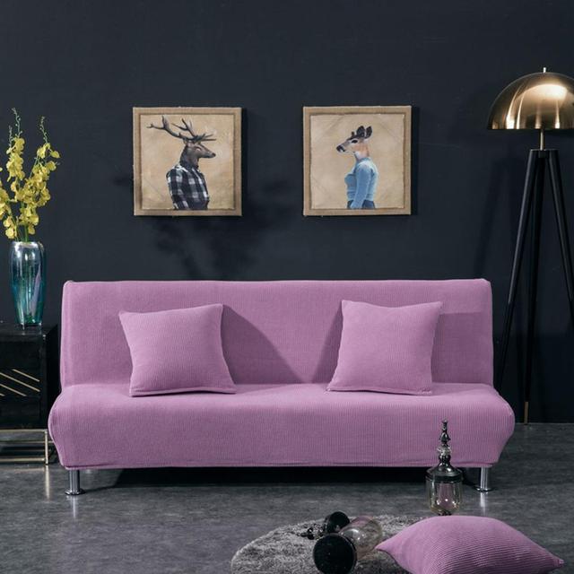 Solid Color Armless Sofa Bed Slipcover