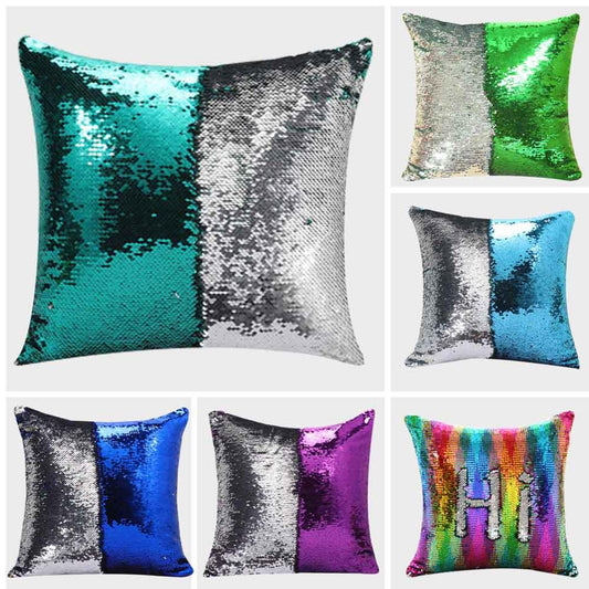 Double Colored Sequin Cushion Covers