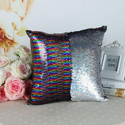 Double Colored Sequin Cushion Covers